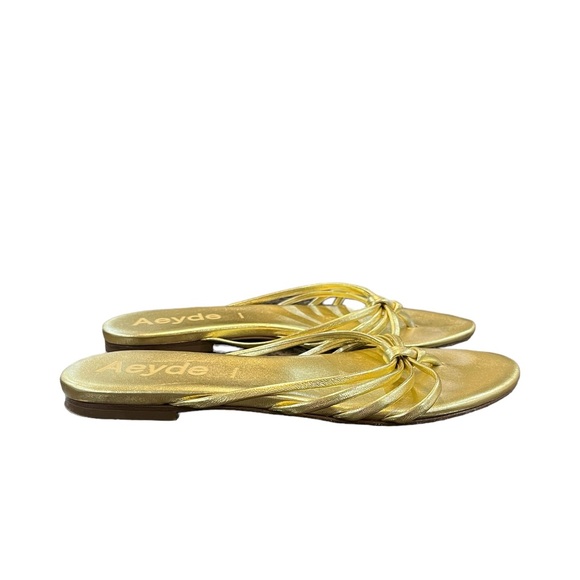 Aeyde Gold Strappy Mule Sandal Slides Dainty
Modern Minimal Leather 38 US 9 - Picture 3 of 5